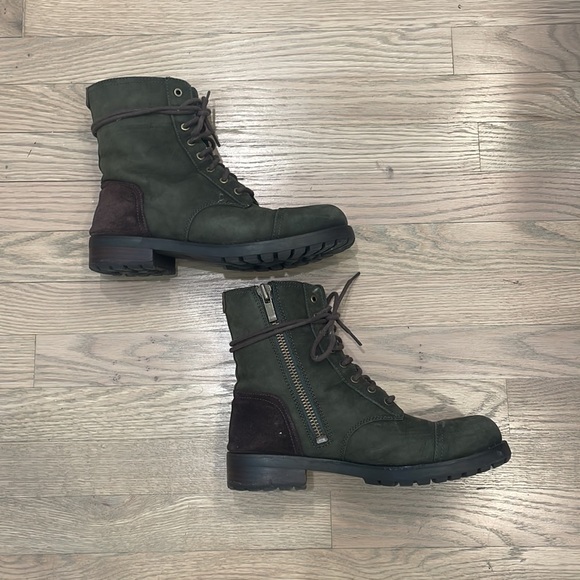Ugg Green and Brown Suede Combat Boot Sz 9 - Picture 2 of 7